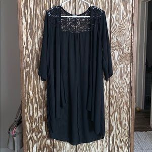 👚 lace & satin black kimono